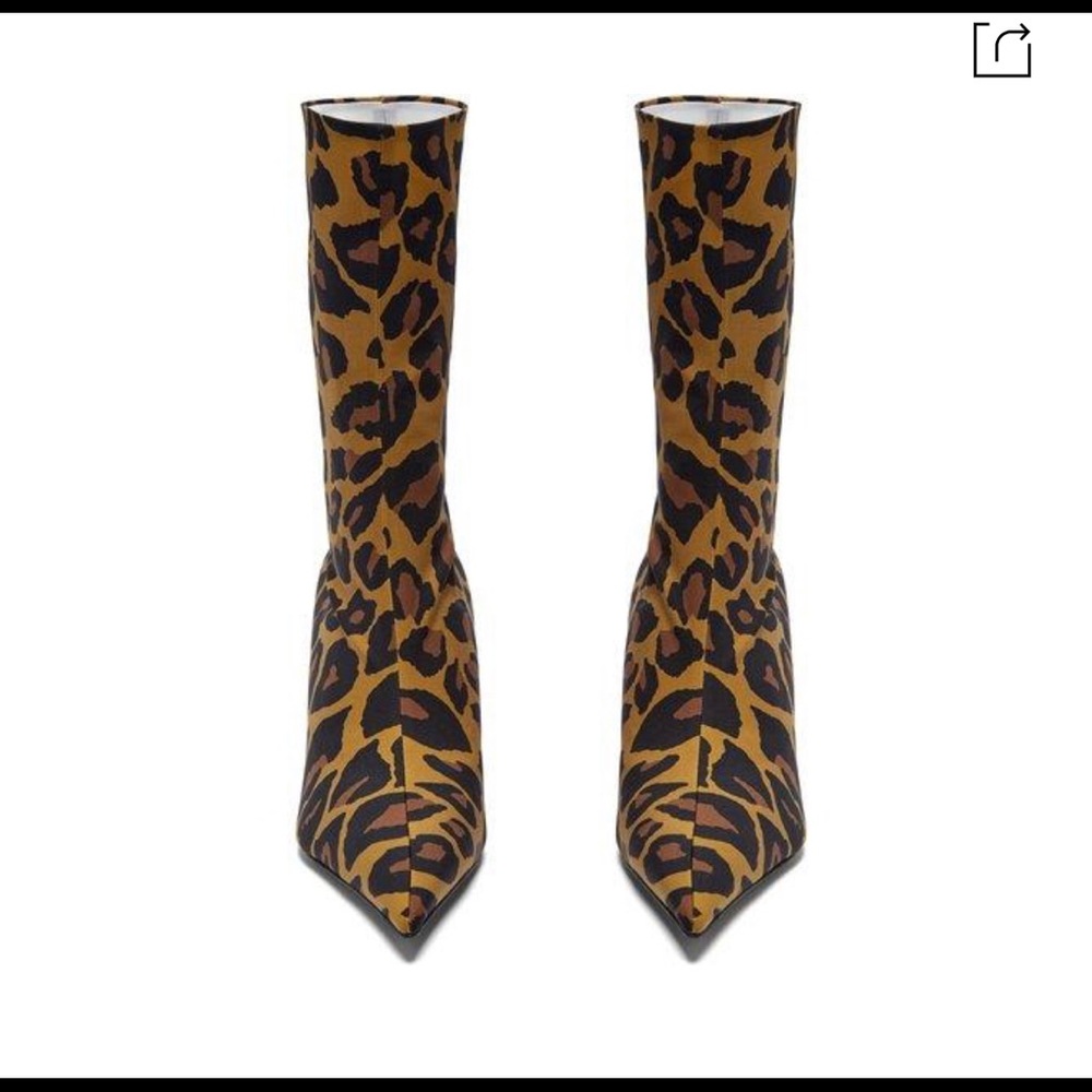 🔥NEW Balenciaga Knife Leopard Print Booties
